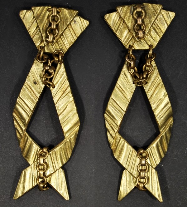 Boucles d'oreilles dorées fantaisie en bronze par Martine Brun